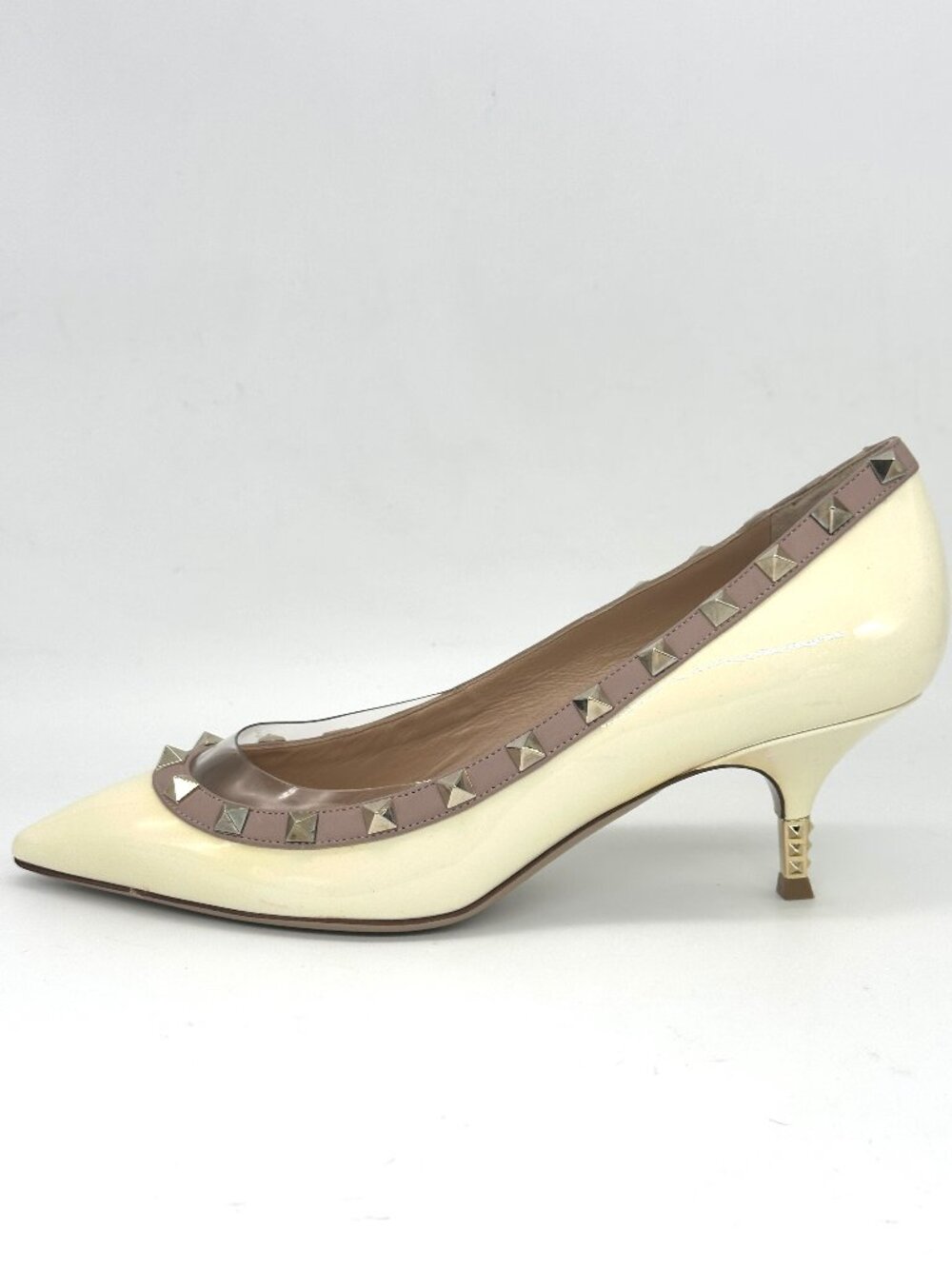 Valentino Rockstud Studded Patent Leather Kitten Metal Heel Pumps Shoes
